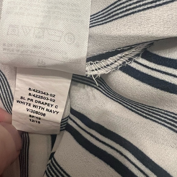 Banana Republic White & Navy Striped Sleeveless Button Down Shirt XS - Picture 8 of 8